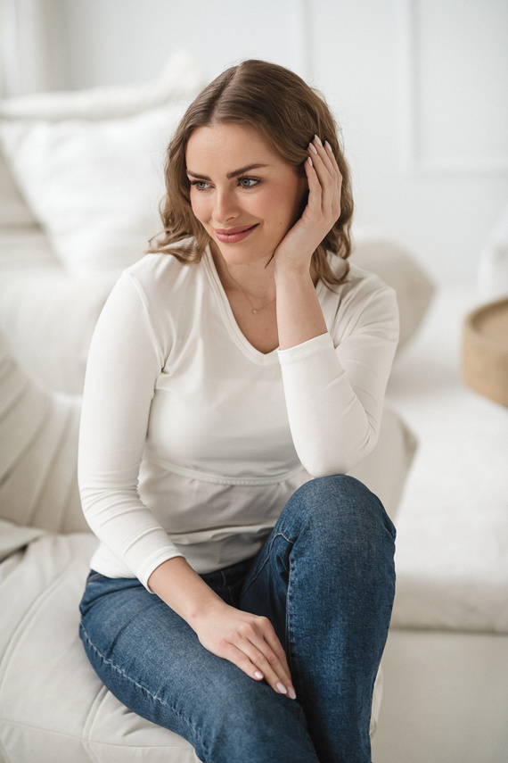 Milk&Love Milk Shirt těhotenská a kojicí halenka 7/8 rukáv white