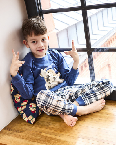 593/174 966/174 Chlapecké pyžamo Cornette Bears | Bavlna, dlouhý rukáv, kostkované kalhoty