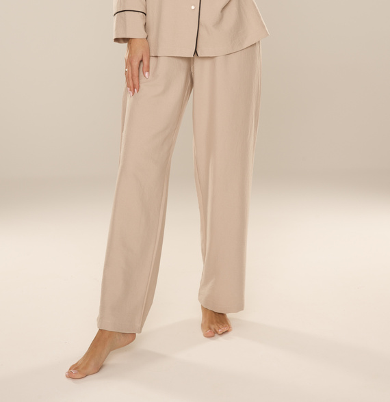 Maeve 875 De Lafense dámské pyžamové kalhoty - dlouhé, hladké, s kapsami - pískové
