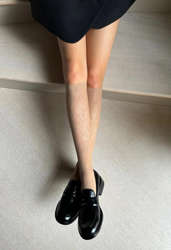 Bellarosa Veneziana visone ponožky - prolamované, květinové, ultralehké a elegantní, maximální pohodlí bez tlaku