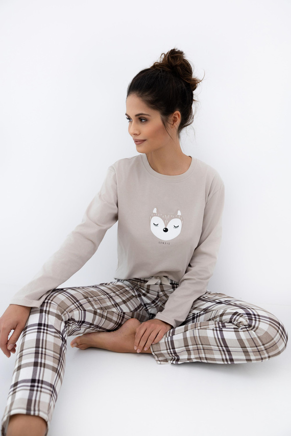 Dámské pyžamo Tinsley Sensis - bavlněné, dlouhé, kostkované