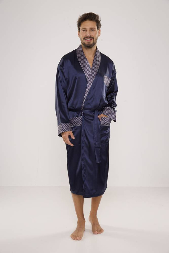 940 Forex pánský saténový župan - tmavě modrý