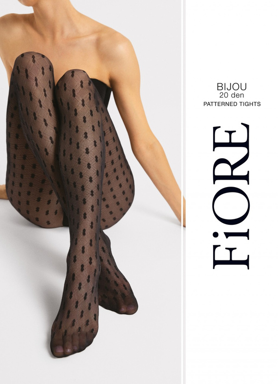 G 6125 Bijou Punčocháče Fiore 20 den nero - vzorované, elegantní