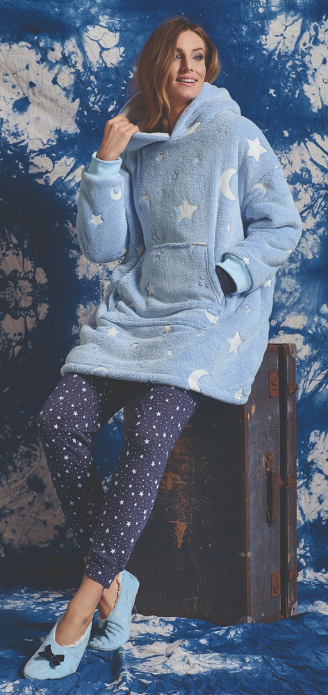 Milana Sorbetto blanketblouse - modrý fleece, svítící ve tmě