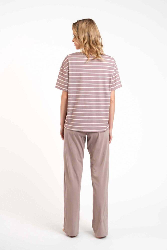 Betty Dámské pyžamo s krátkým rukávem, dlouhé kalhoty Italian Fashion - cappuccino/print cappuccino