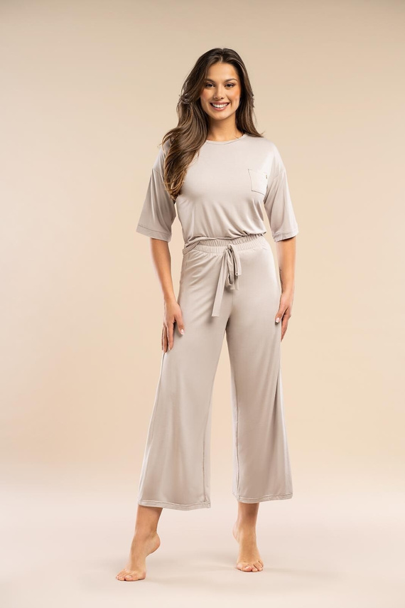 Dámské pyžamo MK34 Only You beige Belle Reverie - viskóza, krátký rukáv, lehké a smyslné