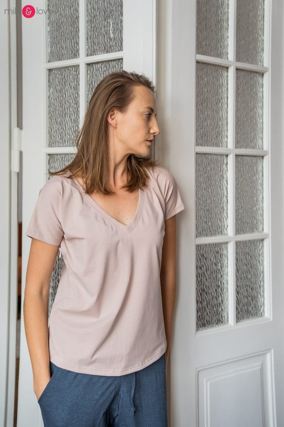 Two Ways bluzka ciążowa i do karmienia dwustronna krótki rękaw  Milk&Love beżowy