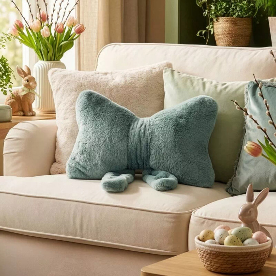 Eurofirany Wiosna 135 – dekorativní polštář 37x10x30 s mašlí sage