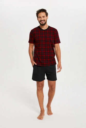 Elijah Pánské pyžamo s krátkým rukávem a šortky Italian Fashion - potisk/černá barva