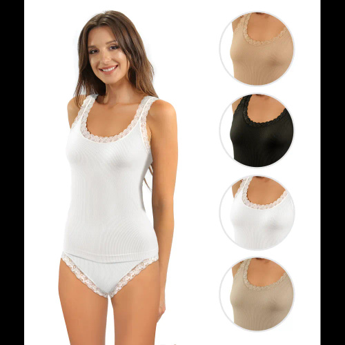 Dámské tílko Sesto Senso 6109 krajka bezešvé elastické pohodlné white