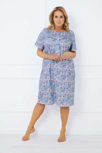 Noční košile Facelia s rozepínáním, krátký rukáv Italská móda - potisk