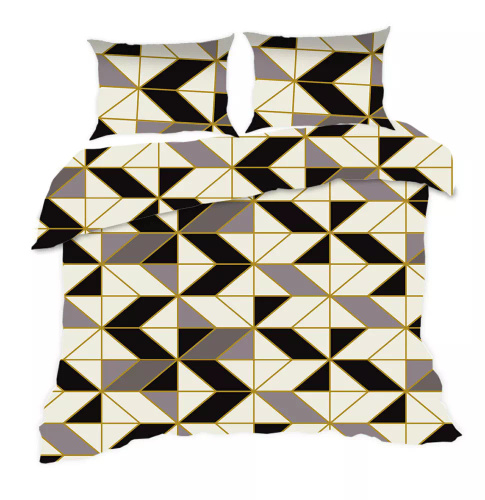 1808N Bavlněné povlečení Classic E24 Karo geometry cream grey black- 100% bavlna, odolné, barevné, 2dílná sada