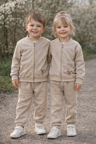 Komplet Misio Bambarillo béžový baby cord pro děti