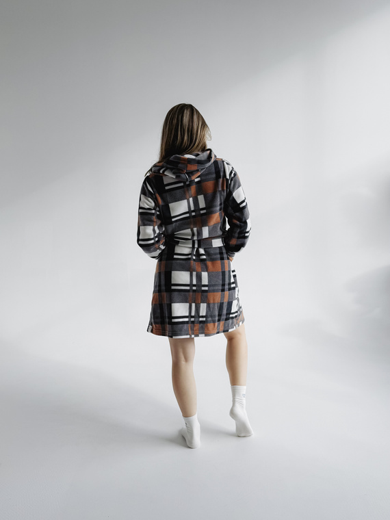 031 De Lafense županová přikrývka - hřejivý fleecový dámský župan Super Cozy, velbloudí barva