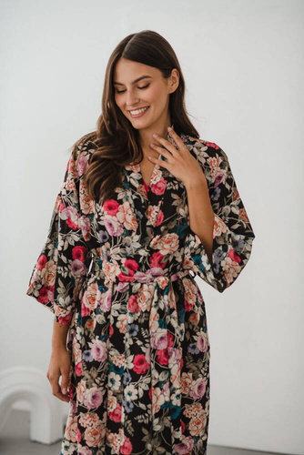 Garden Szlafrok bambusowy z lnem Milk&Love 