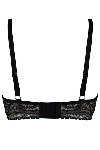 19236 Feel Mediolano Bralette Long Black - krajková podprsenka s prodlouženým páskem