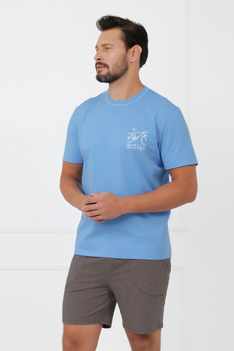 Pánská bavlněná pyžama Devon Italian Fashion krátký rukáv melange