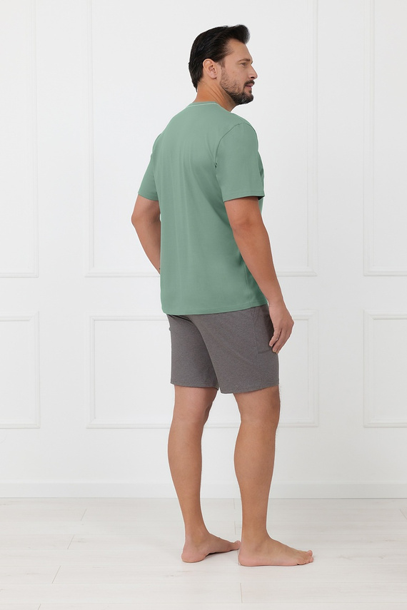 Pánská bavlněná pyžama Active Italian Fashion krátké kolo šalvěj