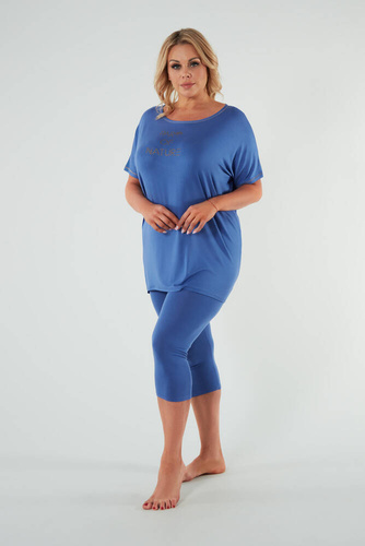Dámské pyžamo Natura s krátkým rukávem a 3/4 kalhotami Italian Fashion - modré