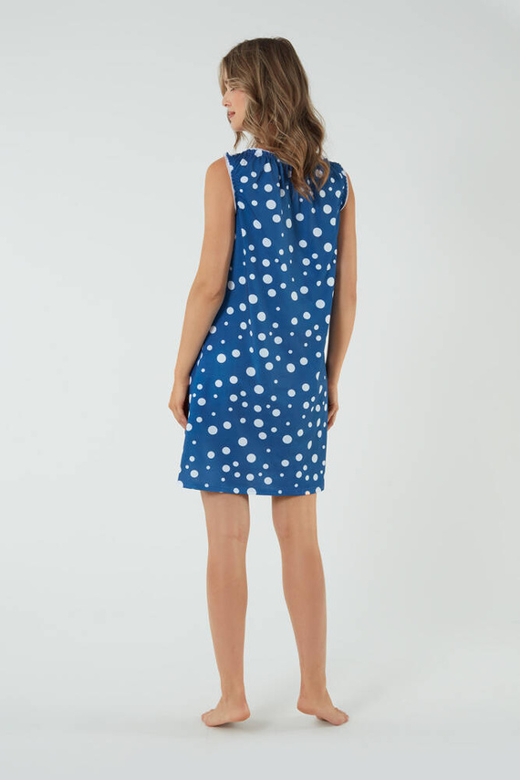 Noční a kojící košile Raba, široká ramínka Italská móda - modrý potisk