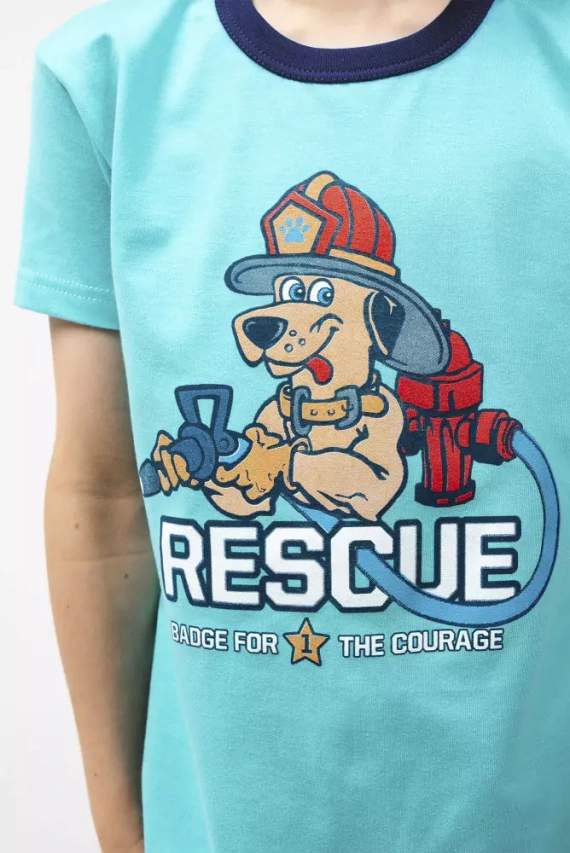 Chlapecké pyžamo Remek s krátkým rukávem, kalhoty Italian Fashion - tyrkysové