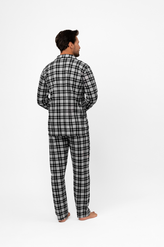 Pánské pyžamo Klark - 100% bavlna, dlouhý rukáv a kalhoty Italian Fashion