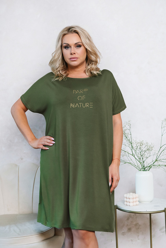 Natura Dámská noční košile s krátkým rukávem Italian Fashion - khaki barva