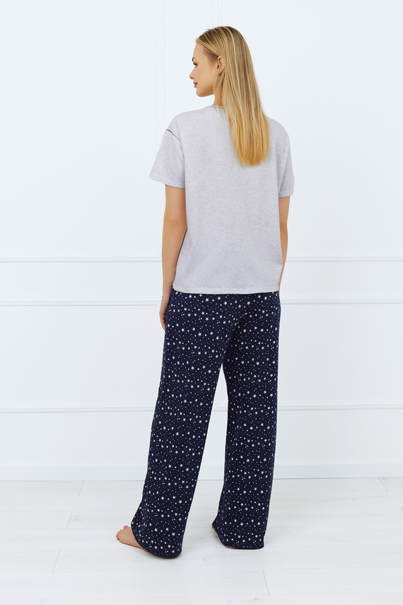 Arugia Dámské pyžamo s krátkým rukávem a dlouhými kalhotami Italian Fashion - melanž/potisk