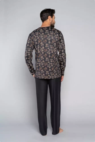 Pinus Pánské pyžamo s dlouhým rukávem, dlouhé kalhoty Italian Fashion- print/graphite
