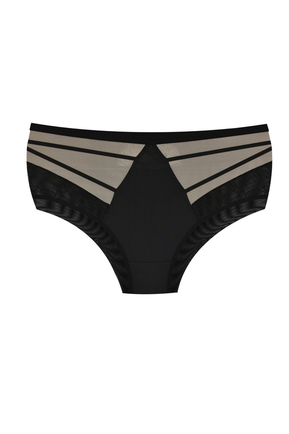 19252 Spodní díl Mediolano Spider - Černý spodní díl s vysokým pasem, tylem a krajkou | Elegantní a smyslný | Perfektně padnoucí k postavě