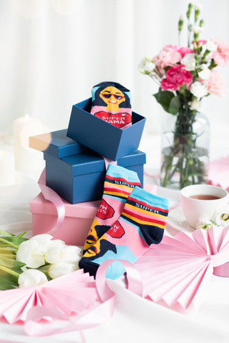 K89S Super Mama Foot Socks Italian Fashion - tmavě modrá/barevná