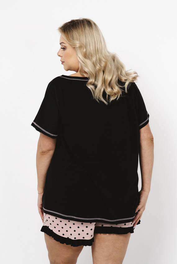 Buscato Dámské pyžamo s krátkým rukávem, šortky Italian Fashion - potisk/černá barva