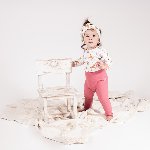 216281 Dívčí růžové teplákové legíny Lala Nicol 86-146