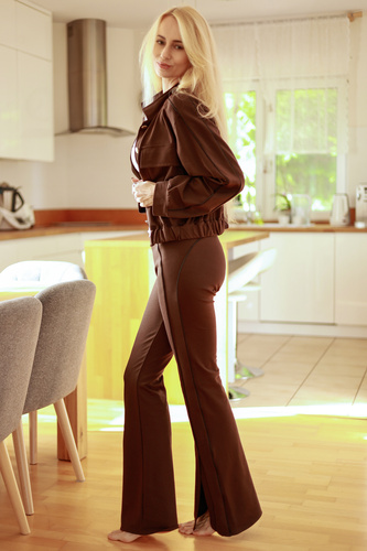 Komplet Barbie Mirale – dámský bavlněný komplet mikina a kalhoty zvonového střihu