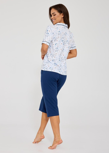 Cornette Yvonne 347/347 dámské bavlněné pyžamo na knoflíky květiny 3/4