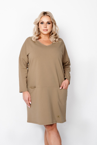Karina dámská tunika s dlouhým rukávem Italian Fashion - camel