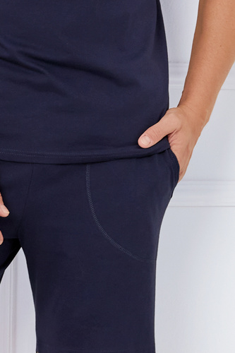 Port Pánské pyžamo s krátkým rukávem, šortky Italian Fashion - tmavě modré