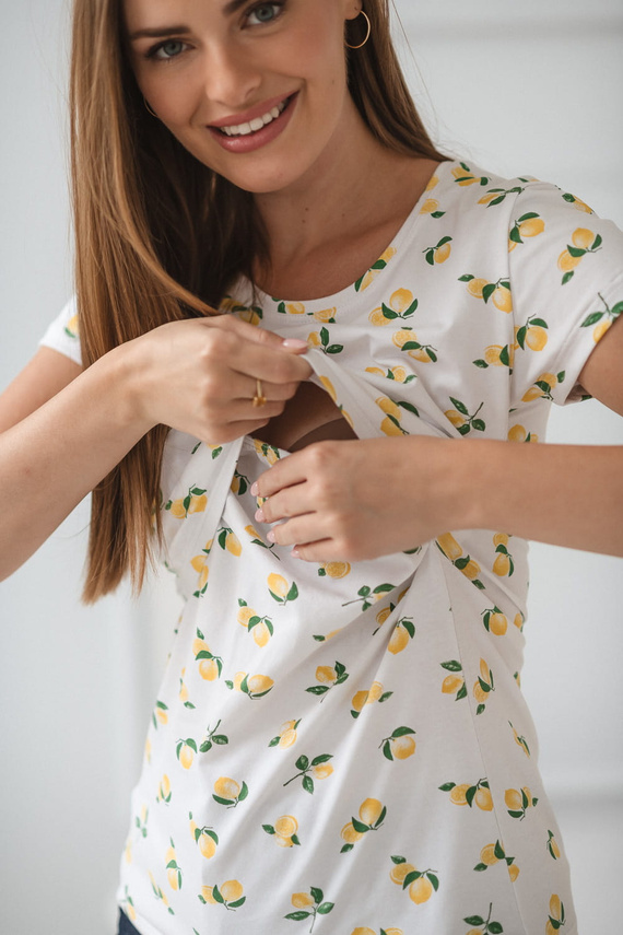 Milk Shirt Milk&Love kojící a mateřská halenka s krátkým rukávem v citronové barvě - pohodlná a stylová