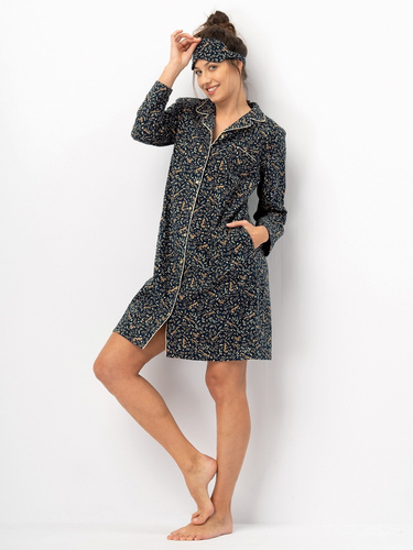 Dámská košile Key LND 706 navy blue - bavlněný flanel, dlouhý rukáv, knoflíky