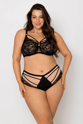 19252 Mediolano Spider Soft Bra - smyslná, černá krajka | ozdobné proužky tvořící pavučinu | ideální pro velké poprsí