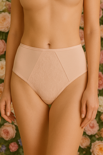 VF-435 - Dámské krajkové kalhotky s vysokým pasem Vena nude