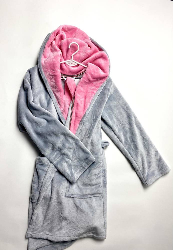 627 Soraya Dámský krátký župan Forex - světle šedý / růžový