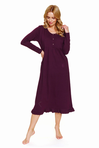 7318 Doctor Nap - Těhotenská a kojící noční košile z bavlny | Polská výroba - vínová