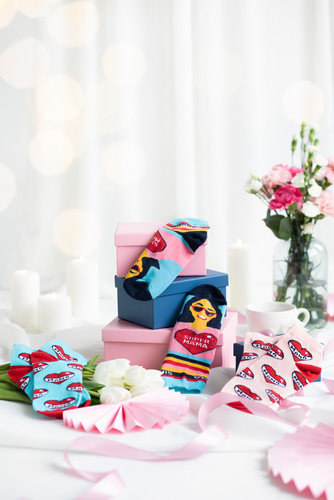 K89S Super Mama Foot Socks Italian Fashion - tmavě modrá/barevná