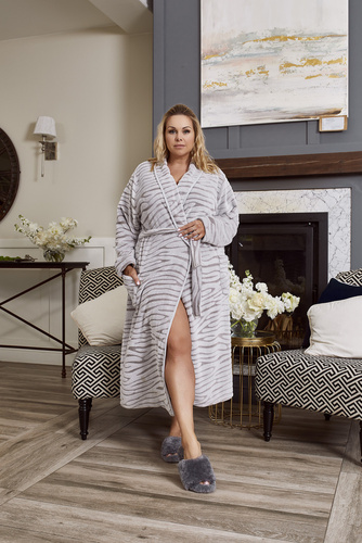 Asma Dámský fleecový župan Italian Fashion - šedý