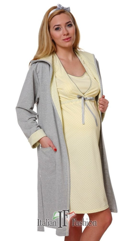 Dámský pohodlný župan Italian Fashion - melanžový/žlutý