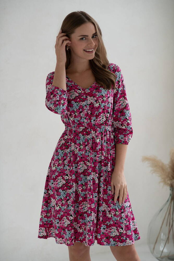 Lovely Dress Midi sukienka ciążowa i do karmienia rękaw 3/4 Milk&Love w kwiatuszki