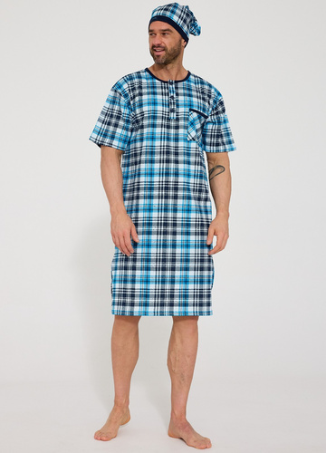 Cornette 109/38– pánská noční košile z 100% bavlny, krátký rukáv, knoflíky a kapsa