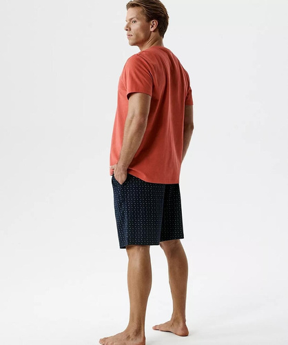 Pánské letní pyžamo Atlantic NMP-400 červené 100% bavlna – pohodlí