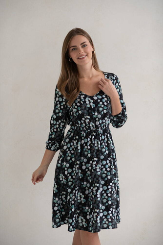 Lovely Dress Midi sukienka ciążowa i do karmienia rękaw 3/4 Milk&Love w listki eukaliptusa